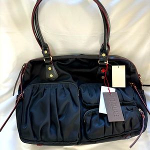 MZ Wallace Triple Zip Kate Bedford Shoulder Tote Bag, Black and Gold Hardware